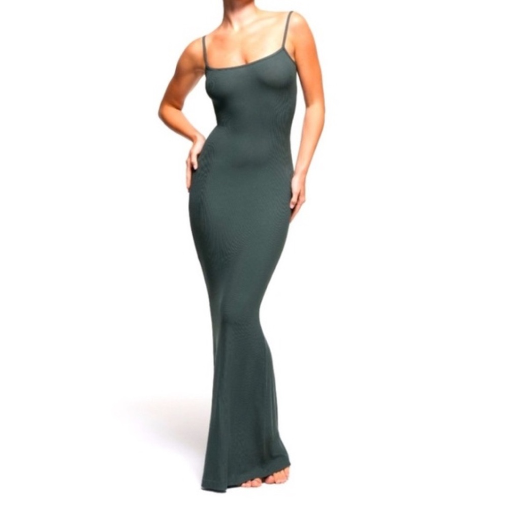 NWT SKIMS Soft Lounge Long Slip Dress | Color: Deep Sea | Size: M
